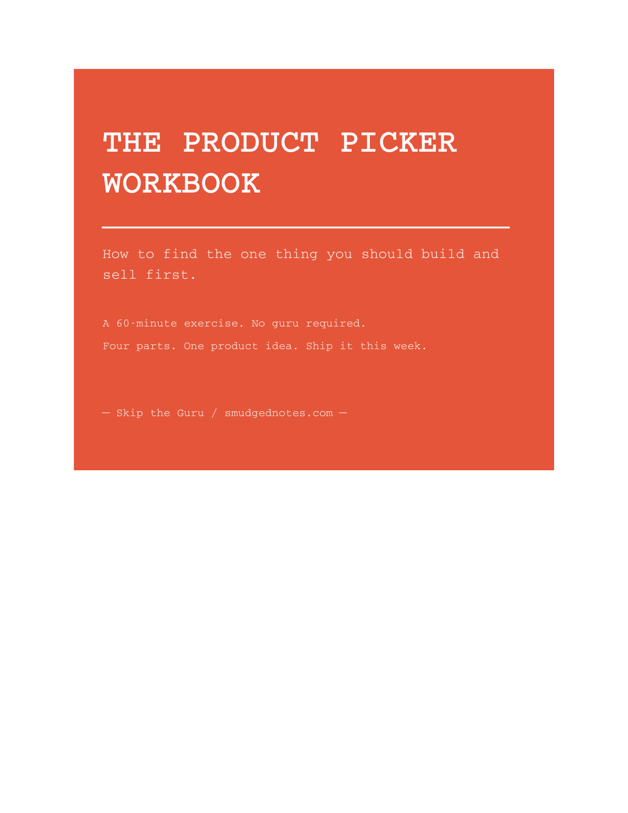 The Product Picker Workbook — Free download at smudgednotes.com/free/